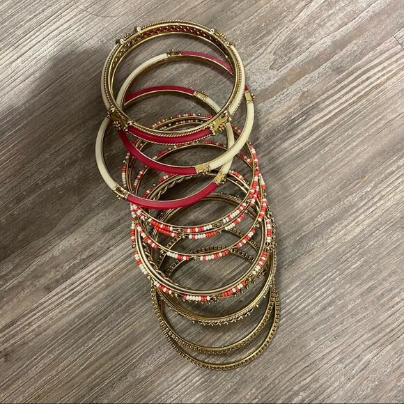AMRITA SINGH Monaco Pink Red Gold Bangle Set Bracelets Jewelry - Picture 5 of 5